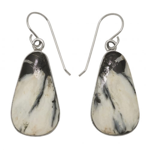 Boucles d'oreilles tranches de White Buffalo cerclées d'argent massif  BO463 - Harpo Paris