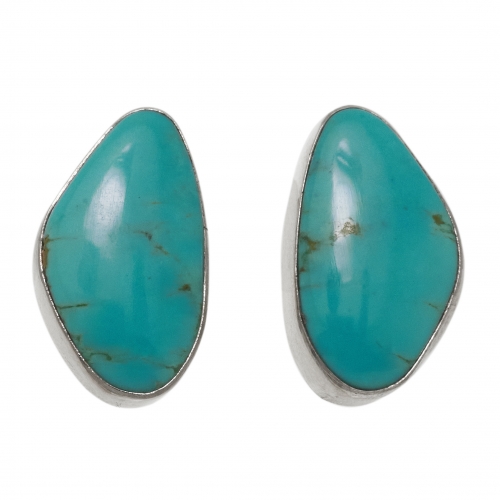 Navajo earrings slices of turquoise BO457 - Harpo Paris