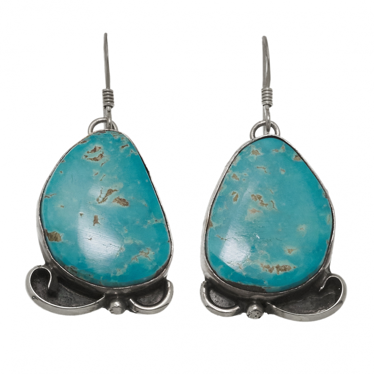 Boucles d'oreilles tranches de turquoise cerclées d'argent massif  BO458 - Harpo Paris