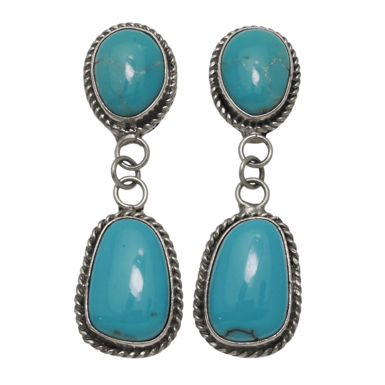 Turquoise and silver earrings BO433 - Harpo Paris