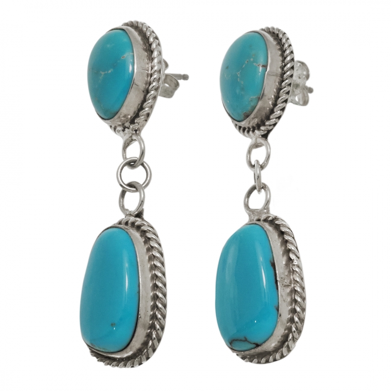 Turquoise and silver earrings BO433 - Harpo Paris