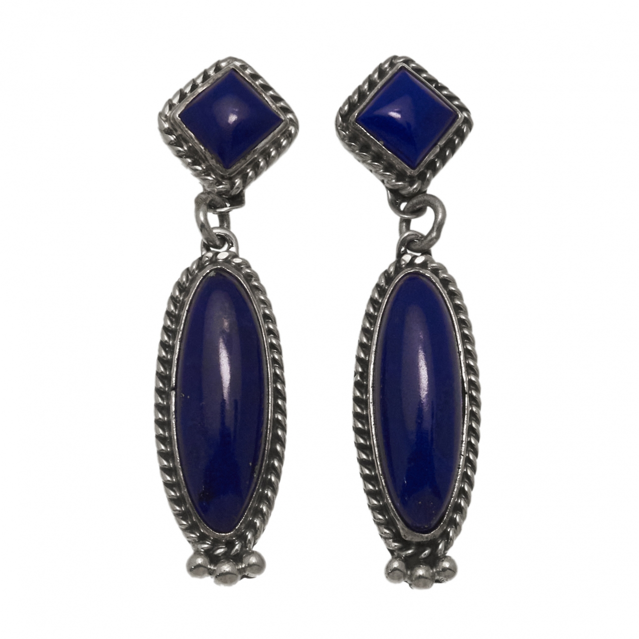 Boucles d'oreilles lapis-lazuli et argent massif  BO436 - Harpo Paris