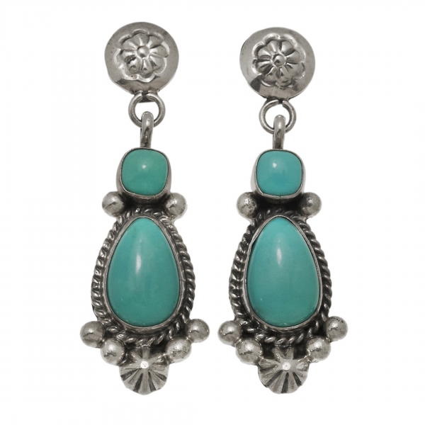 Turquoise and silver earrings BO437 - Harpo Paris