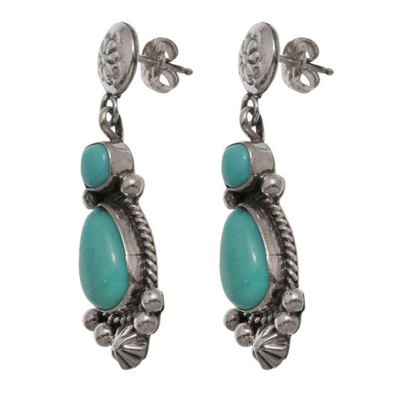 Turquoise and silver earrings BO437 - Harpo Paris