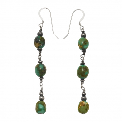 Boucles d'oreilles en turquoise et argent BO444 - Harpo Paris