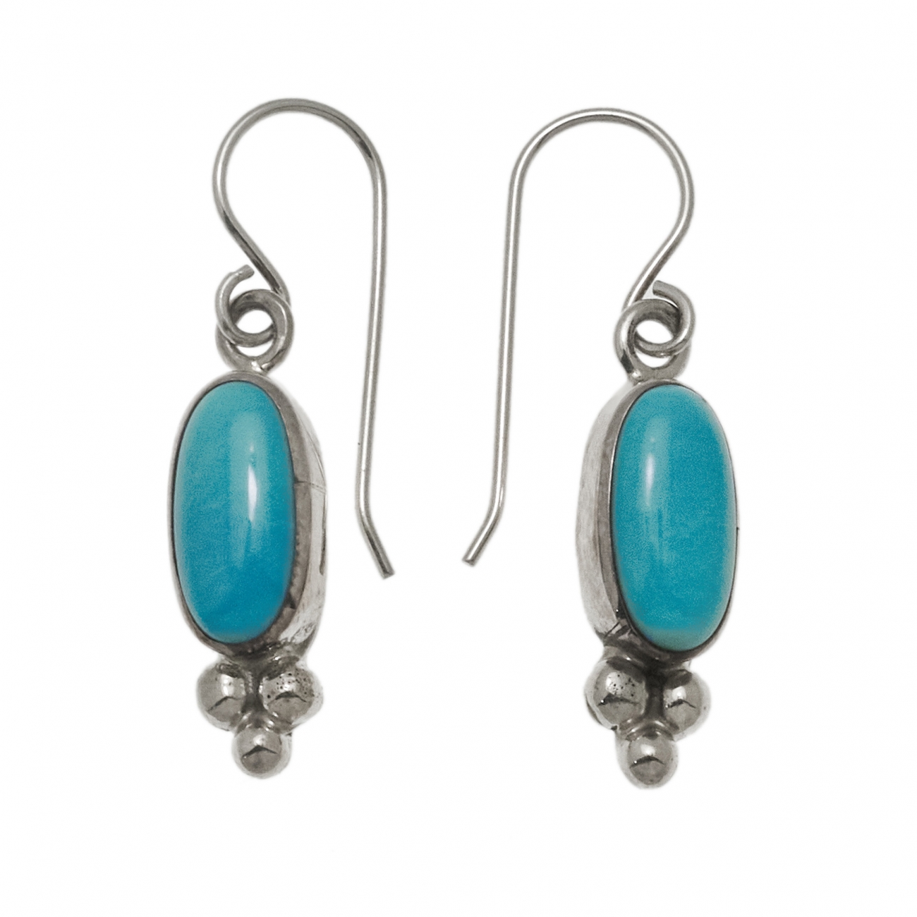 Earrings in turquoise and silver BO438 - Harpo Paris