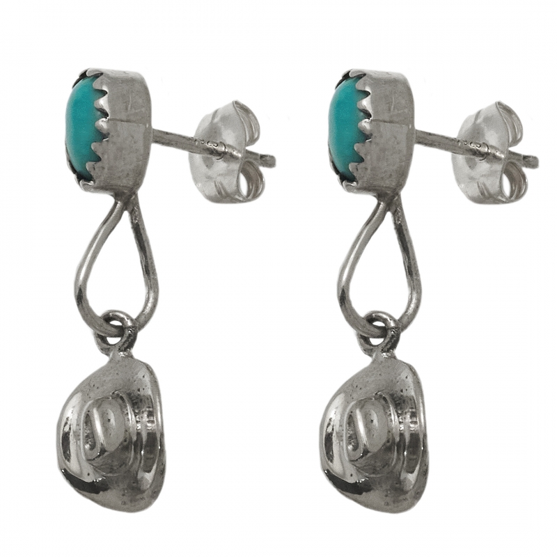 Earrings in turquoise and silver BO439 - Harpo Paris