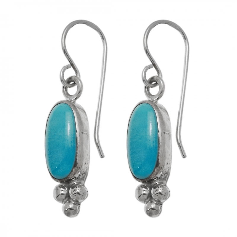 Earrings in turquoise and silver BO438 - Harpo Paris