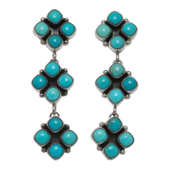 Boucles d'oreilles en turquoise et argent BO445 -  Harpo Paris