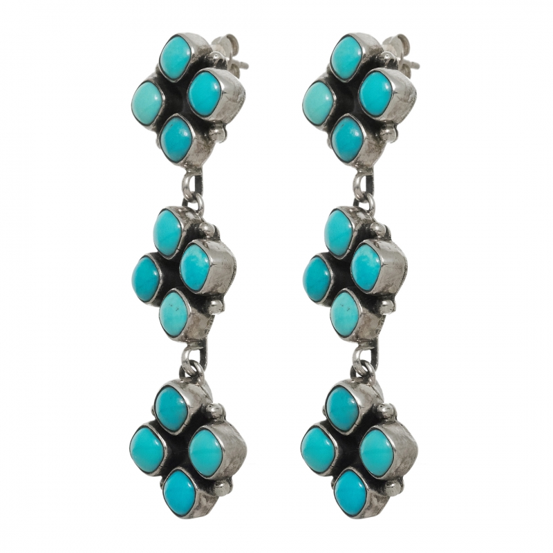 Boucles d'oreilles en turquoise et argent BO445 -  Harpo Paris