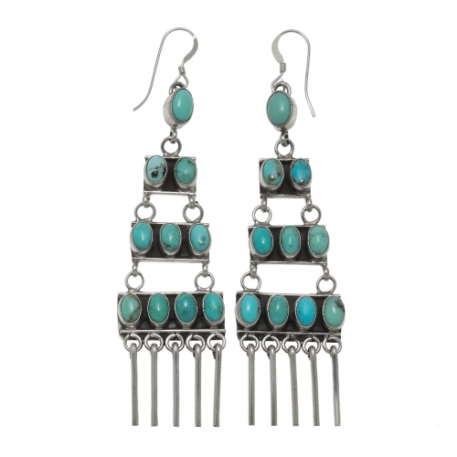 Boucles d'oreilles en turquoise et argent BO847 -  Harpo Paris