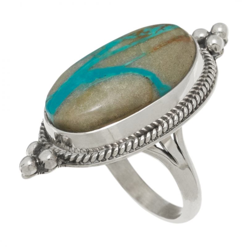 Bague turquoise sertie d'argent pour femme BA1617