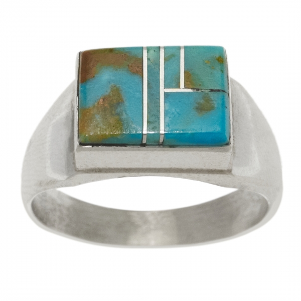 Bague Navajo en marqueterie de turquoise BA1609 - Harpo Paris