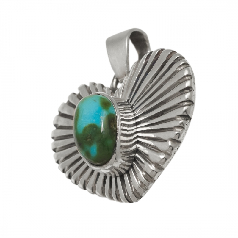 PE546 pendentif coeur argent et turquoise - Harpo Paris