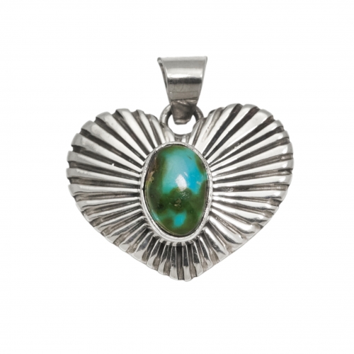 PE546 pendentif coeur argent et turquoise - Harpo Paris