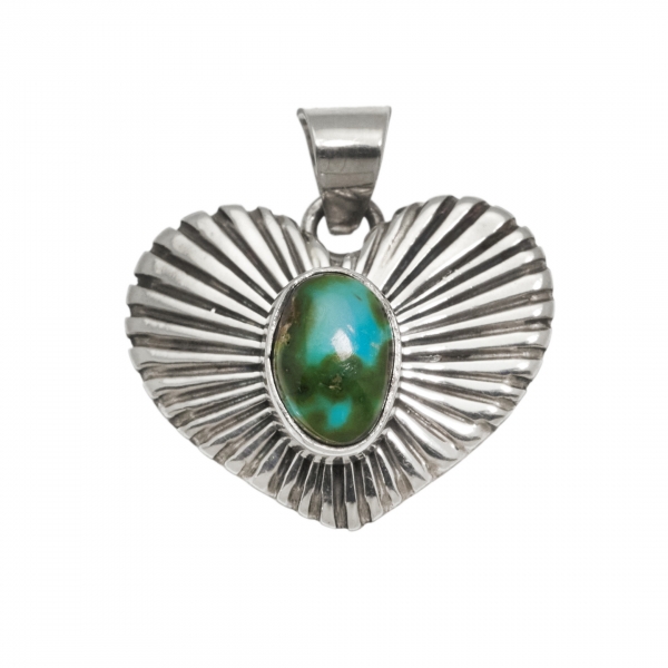 Heart pendant in turquoise and silver PE569 - Harpo Paris