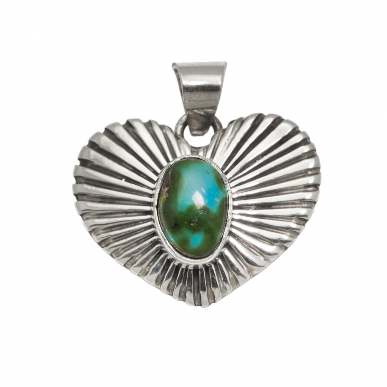 Heart pendant in turquoise and silver PE569 - Harpo Paris