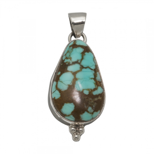 Navajo pendant in turquoise and silver PE585 - Harpo Paris