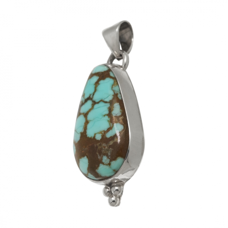 Navajo pendant in turquoise and silver PE585 - Harpo Paris