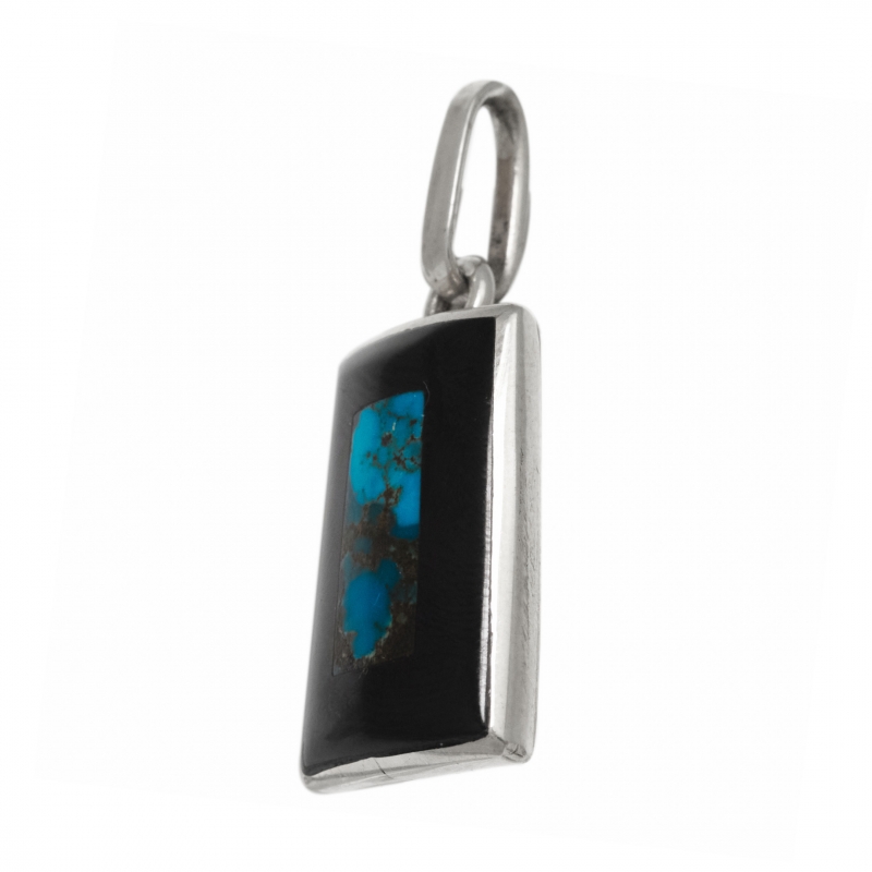 Pendentif en turquoise, jais et argent PE590 - Harpo Paris