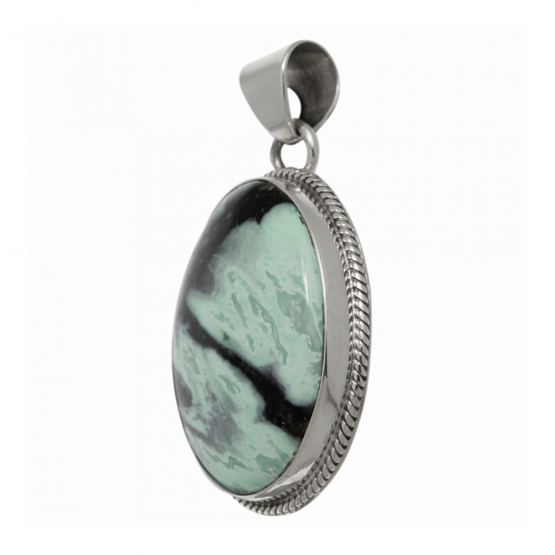 Pendentif Navajo en variscite et argent massif PE587 - Harpo Paris