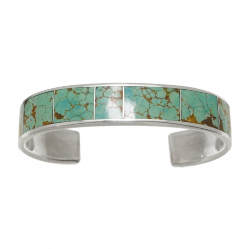 Bracelet Zuni homme en turquoise et argent BR896 - Harpo Paris