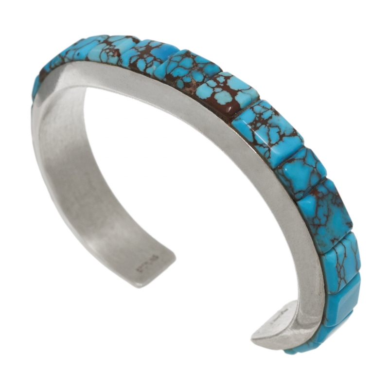 Bracelet Zuni en marqueterie de turquoise, BR897 - Harpo Paris