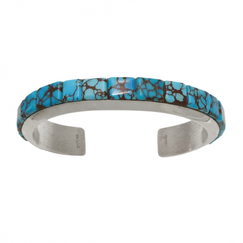 Bracelet Zuni en marqueterie de turquoise, BR897 - Harpo Paris