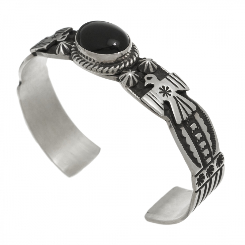 Bracelet Navajo pour homme avec onyx sur argent BR888 - Harpo Paris