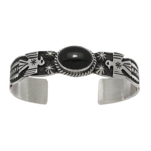 Bracelet Navajo pour homme avec onyx sur argent BR888 - Harpo Paris