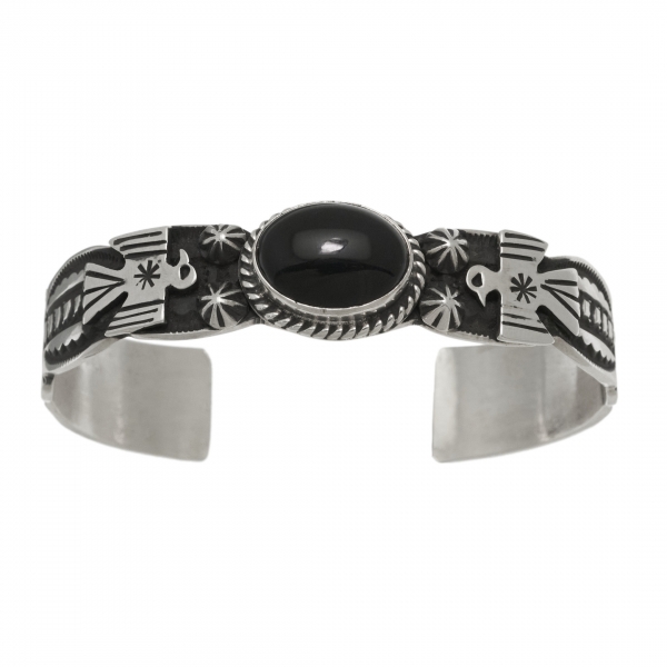 Men Navajo bracelet in silver with onyx, BR888 - Harpo Paris