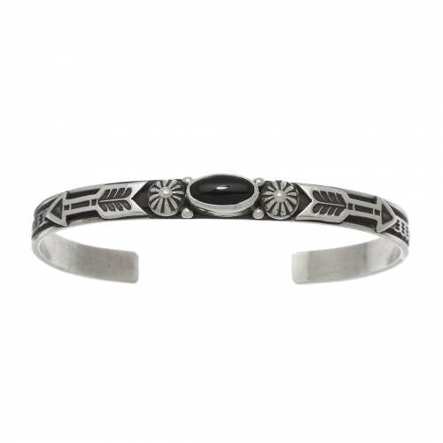 Bracelet Navajo pour homme avec onyx sur argent BR889 - Harpo Paris