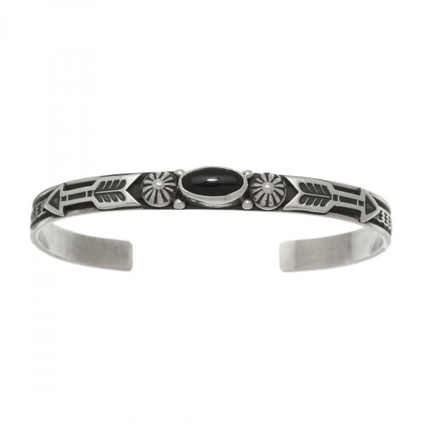 Bracelet Navajo pour homme avec onyx sur argent BR889 - Harpo Paris