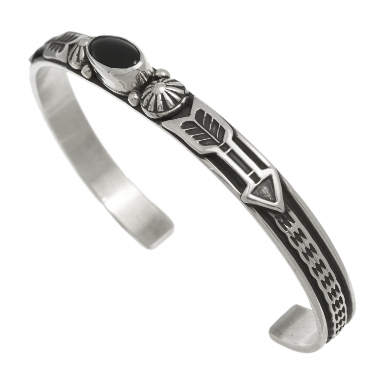 Bracelet Navajo pour homme avec onyx sur argent BR889 - Harpo Paris