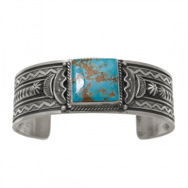 Bracelet turquoise et argent massif BR887 - Harpo Paris