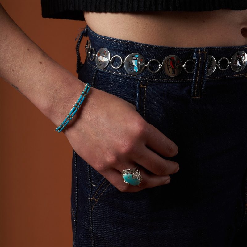 Turquoise and silver bracelet BR880 - Harpo Paris