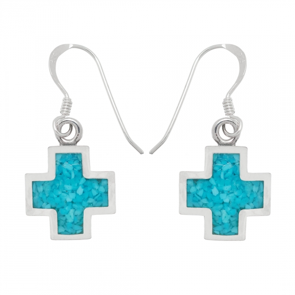 Harpo Paris classic earrings BO49 cross in turquoise and silver