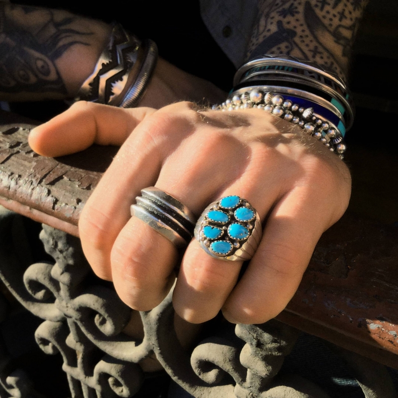 Navajo ring in turquoise and silver, BA484 - Harpo Paris