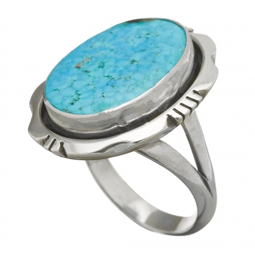 Navajo Ring with Kingman Turquoise set in silver. | Harpo paris