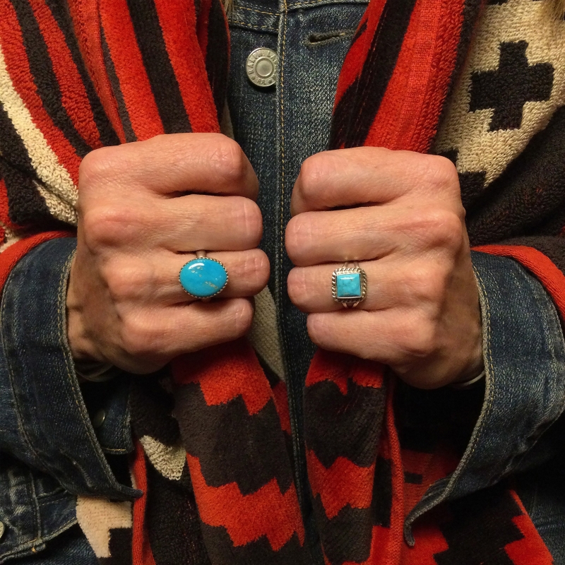 Navajo ring BA768 in turquoise and silver, Harpo Paris