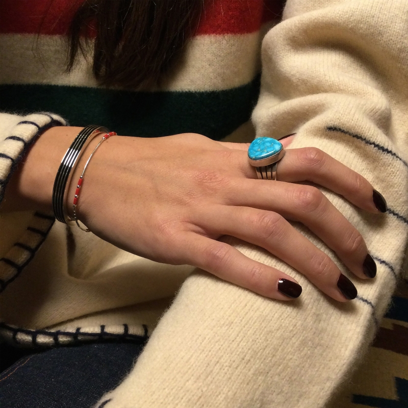 Navajo bracelet for women BRw91 in oxidized silver - Harpo Paris