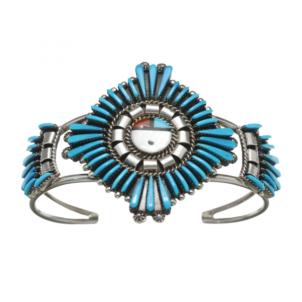 Zuni bracelet BR551 Sunface en marqueterie et argent - Harpo Paris