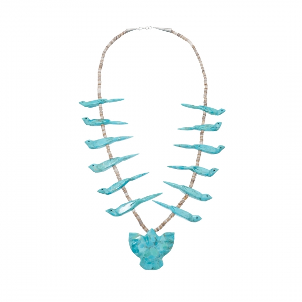 Fetish necklace COFEw20 Harpo Paris turquoise birds