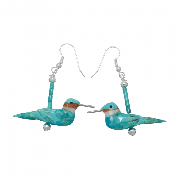 Boucles d'oreilles Harpo Paris BOw78 colibri en turquoise