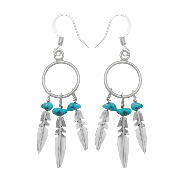 Harpo Paris earrings BO58 in turquoise and silver
