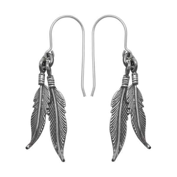 Harpo Paris earrings BO76 silver feathers