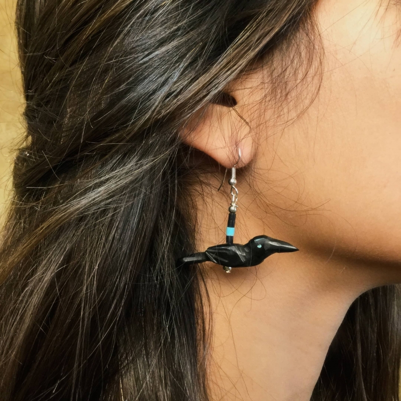 Harpo Paris earrings BOw79 raven in black jet