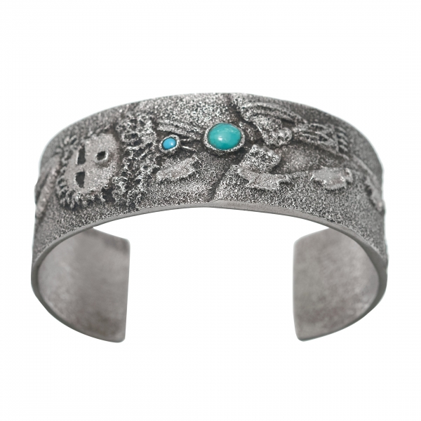 Tufa bracelet MIS07 in silver and turquoise - Harpo Paris