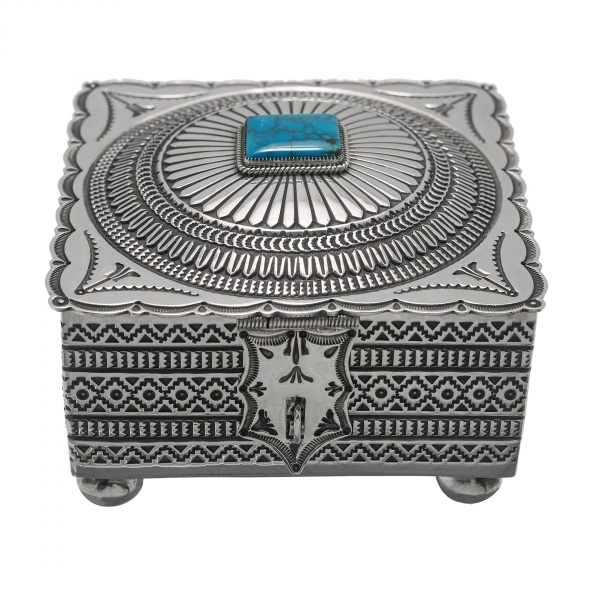 Box MIS01 Harpo Paris in stamped silver and turquoise