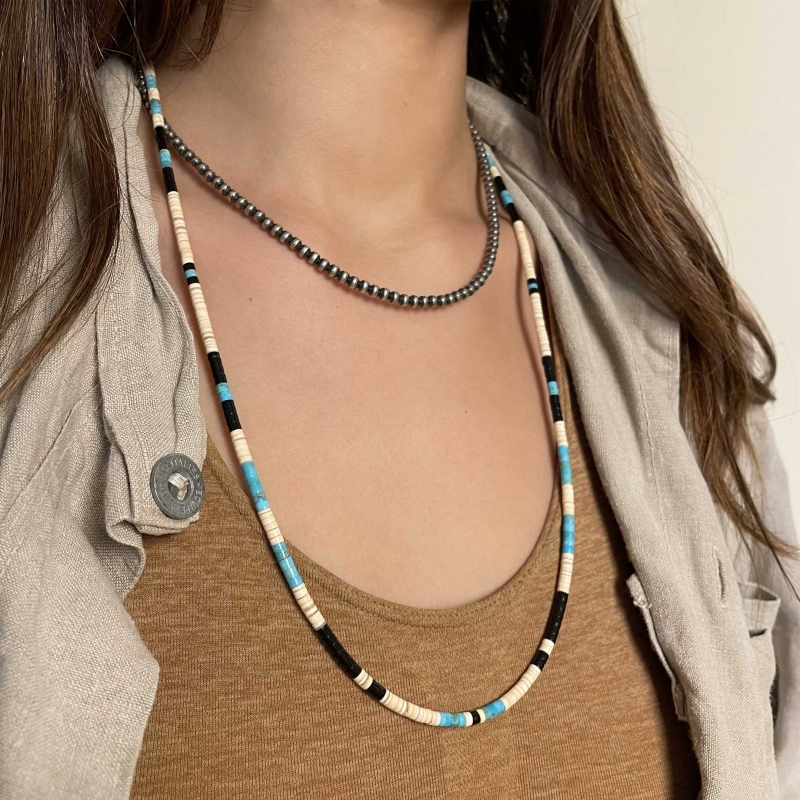 Collier Pueblo en turquoise et coquillage - Harpo Paris